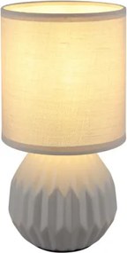 Globo 21730G Asztali lámpa, kerámia szürke, textil szürke, kábel PVC fehér, billenőkapcsoló a kábelen, ø: 120mm, M: 230mm, kábel hossza 1300mm, 1x E14 40W 230V izzó nélkül