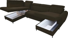 Kinyitható ülőgarnitúra, barna, jobbos, KORIO U
