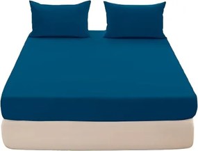 Pamut lepedő 200x220 gumis kék Jersey Több színben