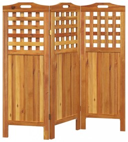 3 paneles tömör akácfa térelválasztó 121,5 x 2 x 115 cm