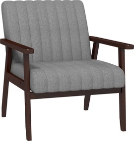 HOMCOM Szövet Kárpitozott Karosszék Fával és Tubuláris Varrottal, Szürke | Aosom