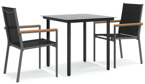 vidaXL 3 részes fekete textilén és acél kerti pihenőgarnitúra