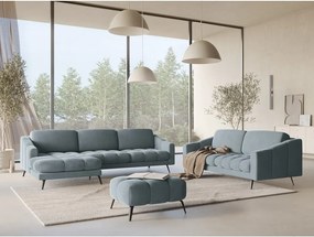 Világoskék bársony sarokkanapé (bal oldali) Nalu – Makamii