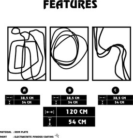 Achermus fém fali dekoráció, 120×54 cm