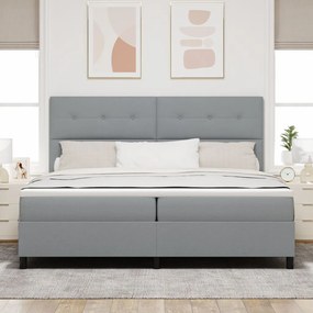 Boxspring Ágy Matraccal Világosszürke 200x200 cm Szövet