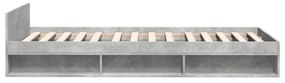 betonszürke szerelt fa ágykeret fiókkal 100 x 200 cm