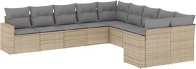 vidaXL 10 részes bézs polyrattan kerti ülőgarnitúra párnával