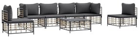 7 részes antracitszürke polyrattan kerti ülőgarnitúra párnákkal