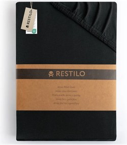 Fekete gumis jersey lepedő 180x200 cm Amber – Restilo