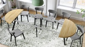 Mazzoni VITO Amerikai Tölgy/fekete lábak - LOFT/IPARI STÍLUSÚ 310 cm-re BŐVÍTHETŐ NAGY KEREK ASZTAL Ø110 Y LÁBAKKAL
