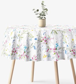 Goldea kör alkó pamut terítő - festett réti virágok Ø 110 cm