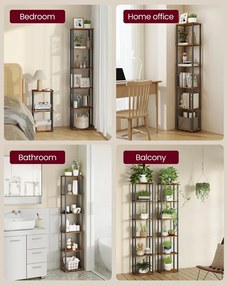 Szerszám nélküli, gyorsan összeszerelhető, 6 polcos tárolószekrény, barna/fekete