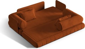 Terrakotta színű bársony kinyitható kanapé 206 cm Kemi – Cosmopolitan Design