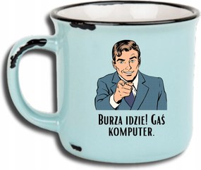 Bögre Kék Retro Vicces Ajándék Apák Napja Vihar Megy! Oltó Számítógép