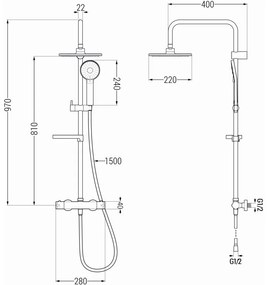 Mexen KX33 zuhanygarnitúra Kai termosztatikus csapteleppel, fehér, 771504091-20