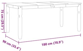 Corona tömör fenyőfa ebédlőasztal 180 x 90 x 75 cm