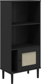 vidaXL SENJA fekete rattanhatású tömör fenyő könyvszekrény 60x35x130cm