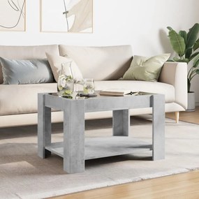 Betonszürke szerelt fa dohányzóasztal LED-del 73 x 53 x 45 cm
