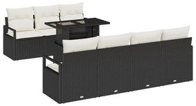 Kerti Kanapé Szett 8 pcs Fekete és krémszínű 100 x 55 x 73 cm
