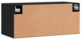 fekete szerelt fa faliszekrény 80 x 36,5 x 35 cm