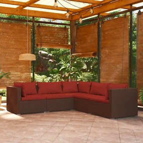 5 részes barna polyrattan kerti ülőgarnitúra párnákkal