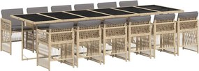 vidaXL 13részes vegyes bézs polyrattan kerti étkezőgarnitúra párnákkal