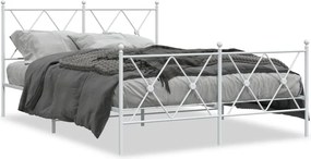 vidaXL fehér fém ágykeret fej- és lábtámlával 137x190 cm