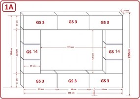 Prince Barcelona Concept 61 nappali bútor szett magasfényű fehér (249cm)