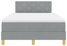 Boxspring Ágy matraccal és LED világítással világosszürke 120x200 cm szövet