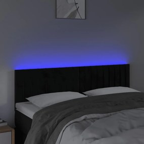 fekete bársony LED-es fejtámla 144x5x78/88 cm