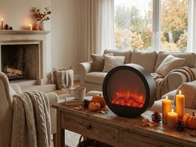 LED dekoráció kerek kandalló COZY WARM 35x34,5 cm, fekete