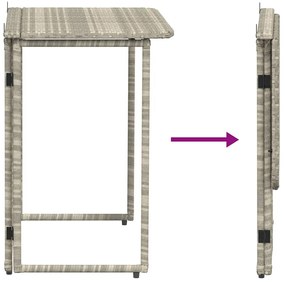 világosszürke polyrattan összecsukható kerti asztal 90x51x75 cm