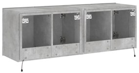 2 db betonszürke fali TV-szekrény LED-del 60x35x41 cm