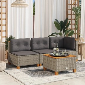 vidaXL szürke polyrattan és akácfa kerti asztal 55 x 55 x 36 cm