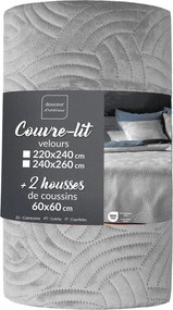 Szürke bársony ágytakaró és párnahuzat szett 240x260 cm Solange – douceur d'intérieur