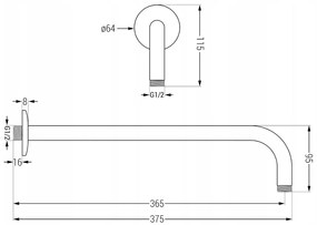 Mexen ARM szett, rejtett kar + zuhanyfej 30cm, fehér, 79230-20 + 79211-20