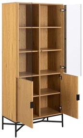 Natúr színű tálalószekrény tölgyfa dekorral 80x180x40 cm Jaipur – Actona