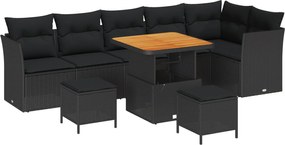 vidaXL Kerti Kanapé Szett 9 pcs Fekete polirattan
