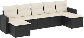 vidaXL 7 részes fekete polyrattan kerti ülőgarnitúra párnával