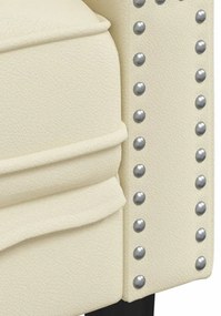 2 részes krémszínű műbőr Chesterfield kanapégarnitúra