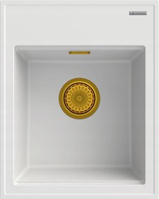 Gránit Mosogató Fehér Konyhai Szifon Arany Alor