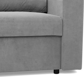 Zeus sarokkanapé, 2 ágyneműtartóval, egyenes kartámasz, kordbársony, univerzális oldal, hab töltet, szürke