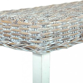 fehér természetes kubu rattan és tömör mangófa pad 160 cm
