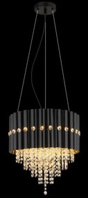 Globo 63149-3 Csillár fém fekete matt, füstszínű/átlátszó K5 kristályok, kábel PVC fekete, ø: 400mm, M: 1500mm, 3x E27 40W 230V izzók nélkül