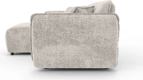 Bézs zsenília sarokkanapé (bal oldali-heverő résszel) Nelia – Ropez