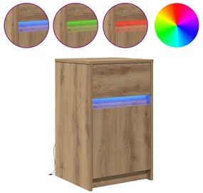 LED Éjjeli Szekrény 2 pcs kézműves tölgy 38 x 34 x 61 cm