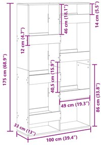 fekete szerelt fa könyvespolc 100 x 33 x 175 cm