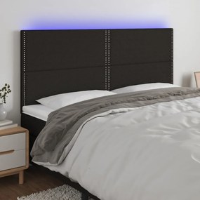 fekete szövet LED-es fejtámla 160x5x118/128 cm