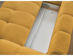 Mustársárga zsenília kinyitható-tárolóhelyes sarokkanapé (bal oldali-L alakú) Everest – Bobochic Paris