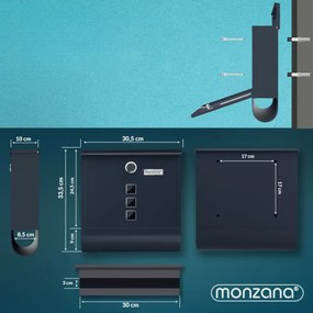 POST postaláda újságtartóval, 30,5x10x33,5cm, antracit Monzana